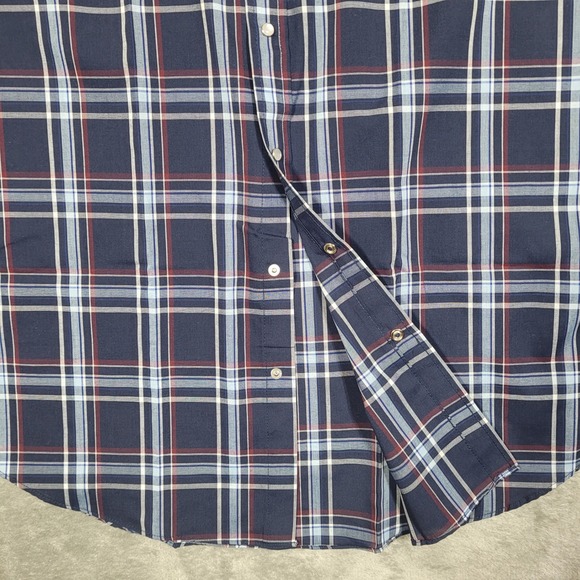 ELY CATTLEMAN Shirt Mens XLT Tall Blue Red Plaid Snap Front Short Sleeve Western - Picture 6 of 10
